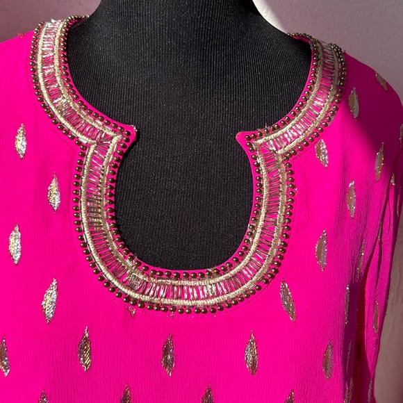 Lilly Pulitzer Amory Silk Dress RazBerry Metallic Size 16 NWOT EUC - Picture 12 of 14